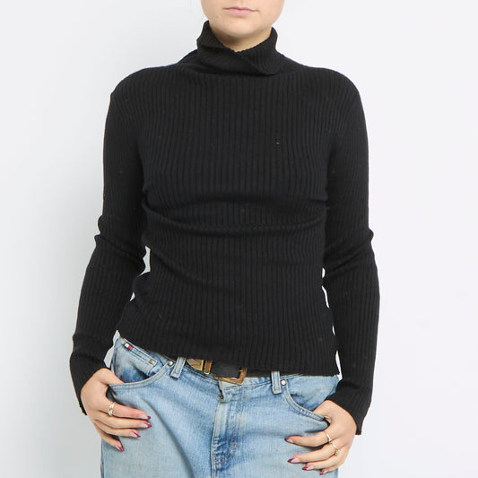 Ribbed Turtle Neck Knitted Top - UK 8