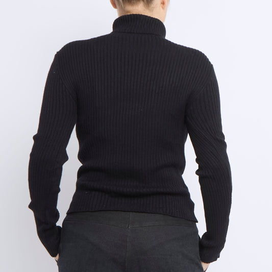 Ribbed Turtle Neck Knitted Top - UK 8