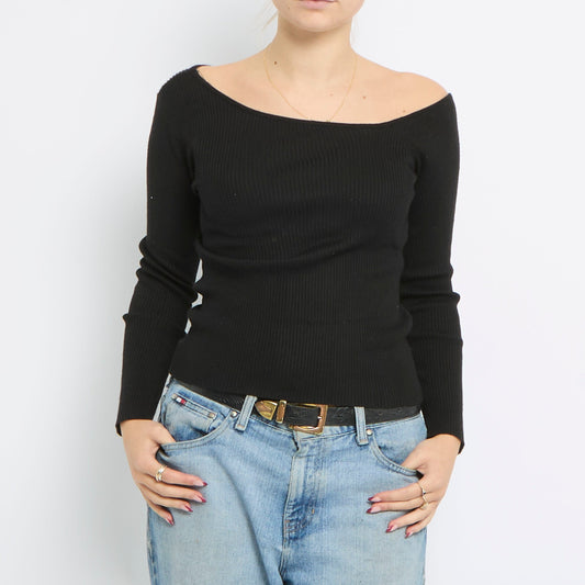 Asymmetric Neckline Knitted Top - UK 8