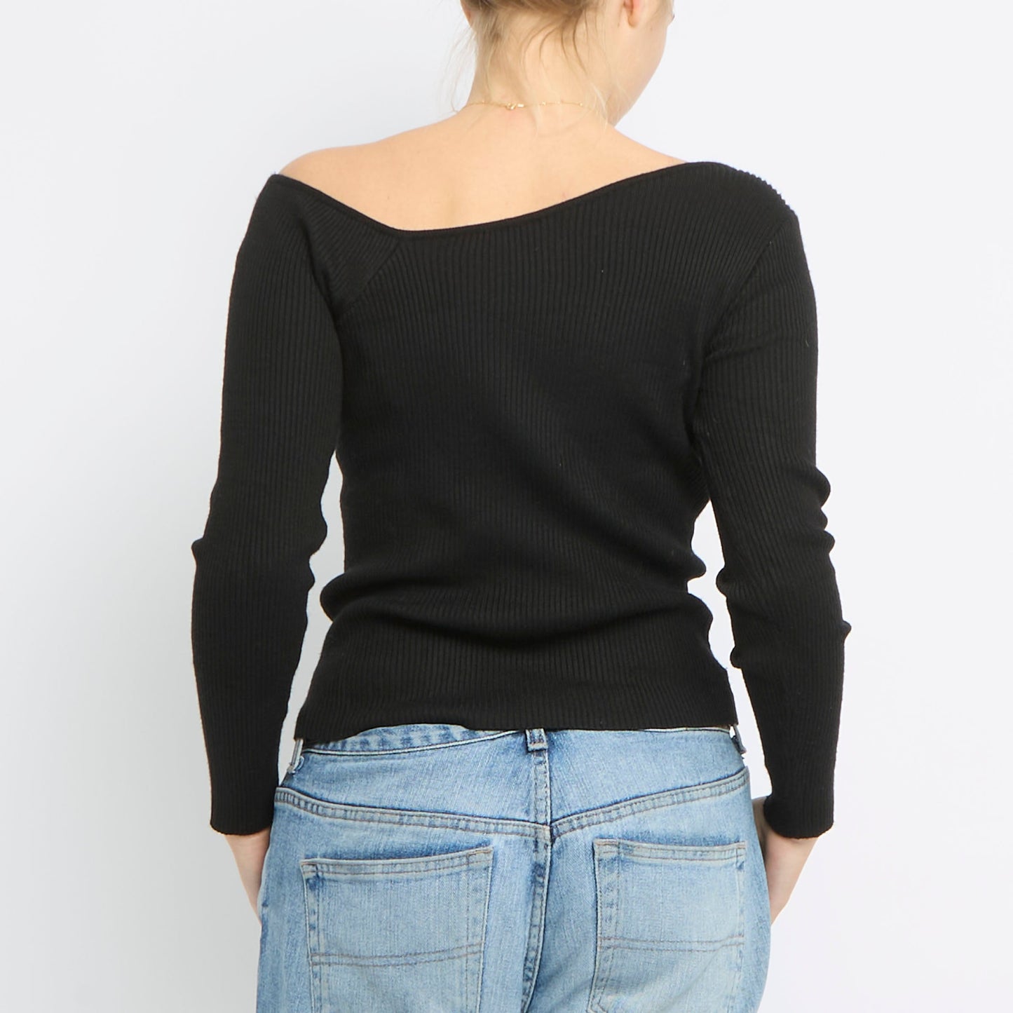 Asymmetric Neckline Knitted Top - UK 8