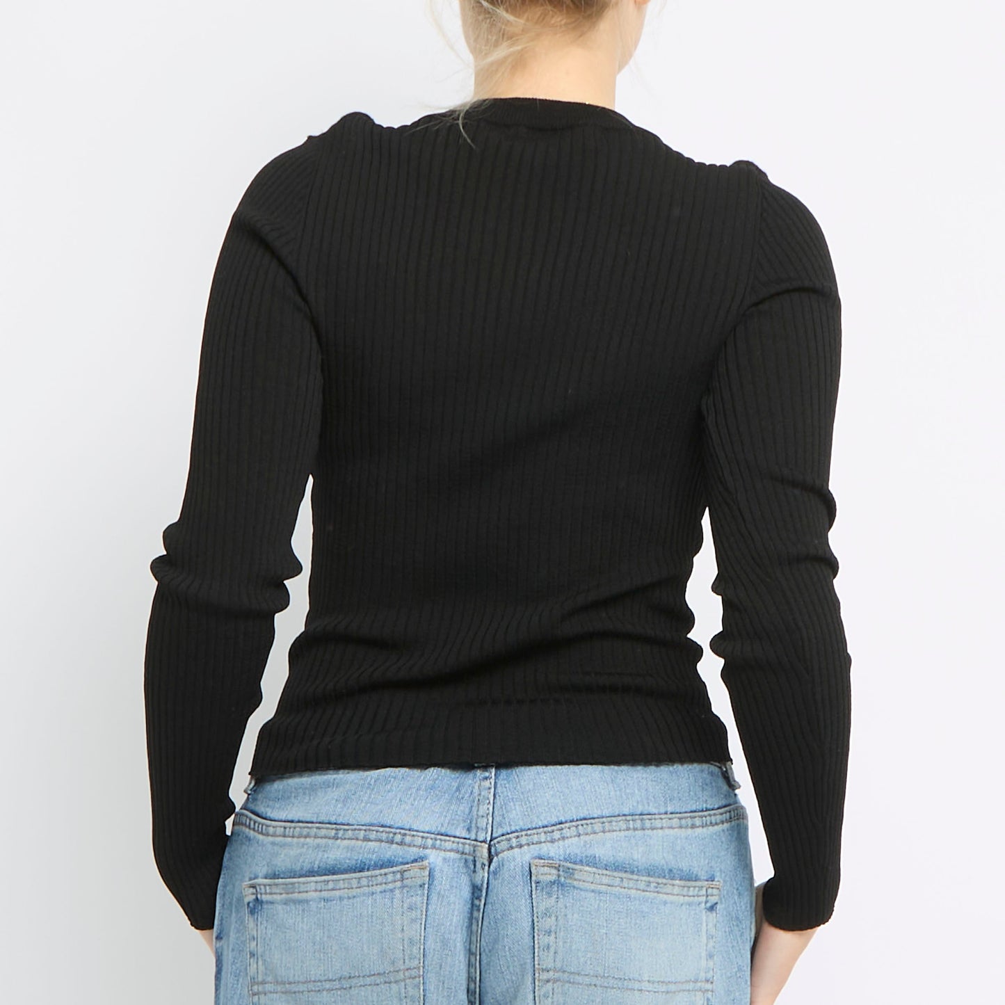 High Neck Ribbed Cropped Top - UK 8