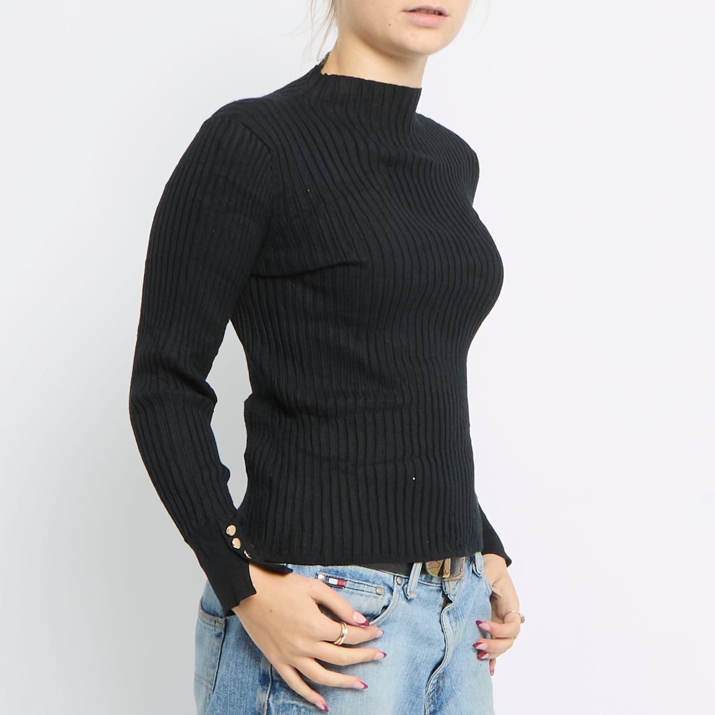 High Neck Chunky Knitted Top - UK 8