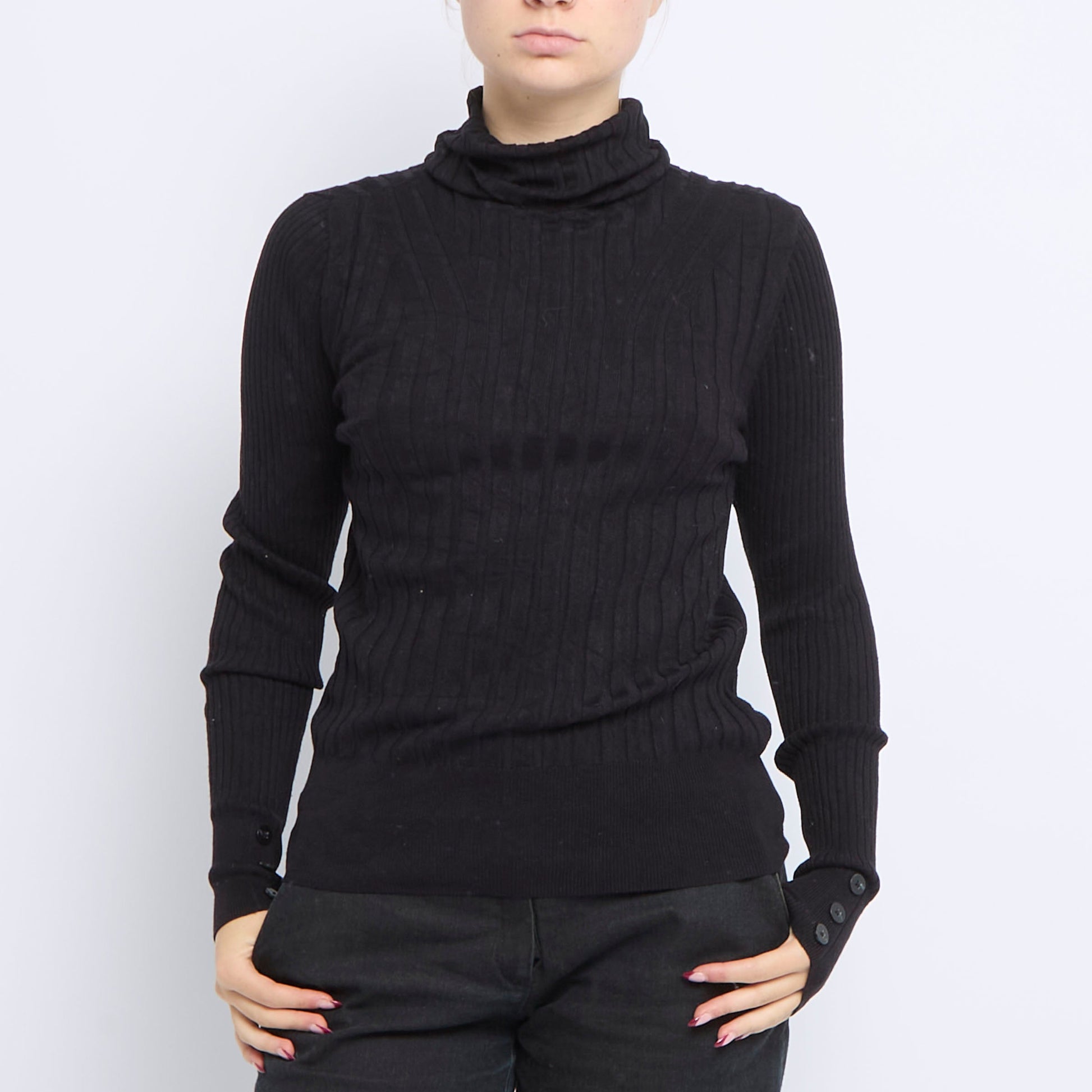 Ribbed Turtleneck Sweater - UK 8