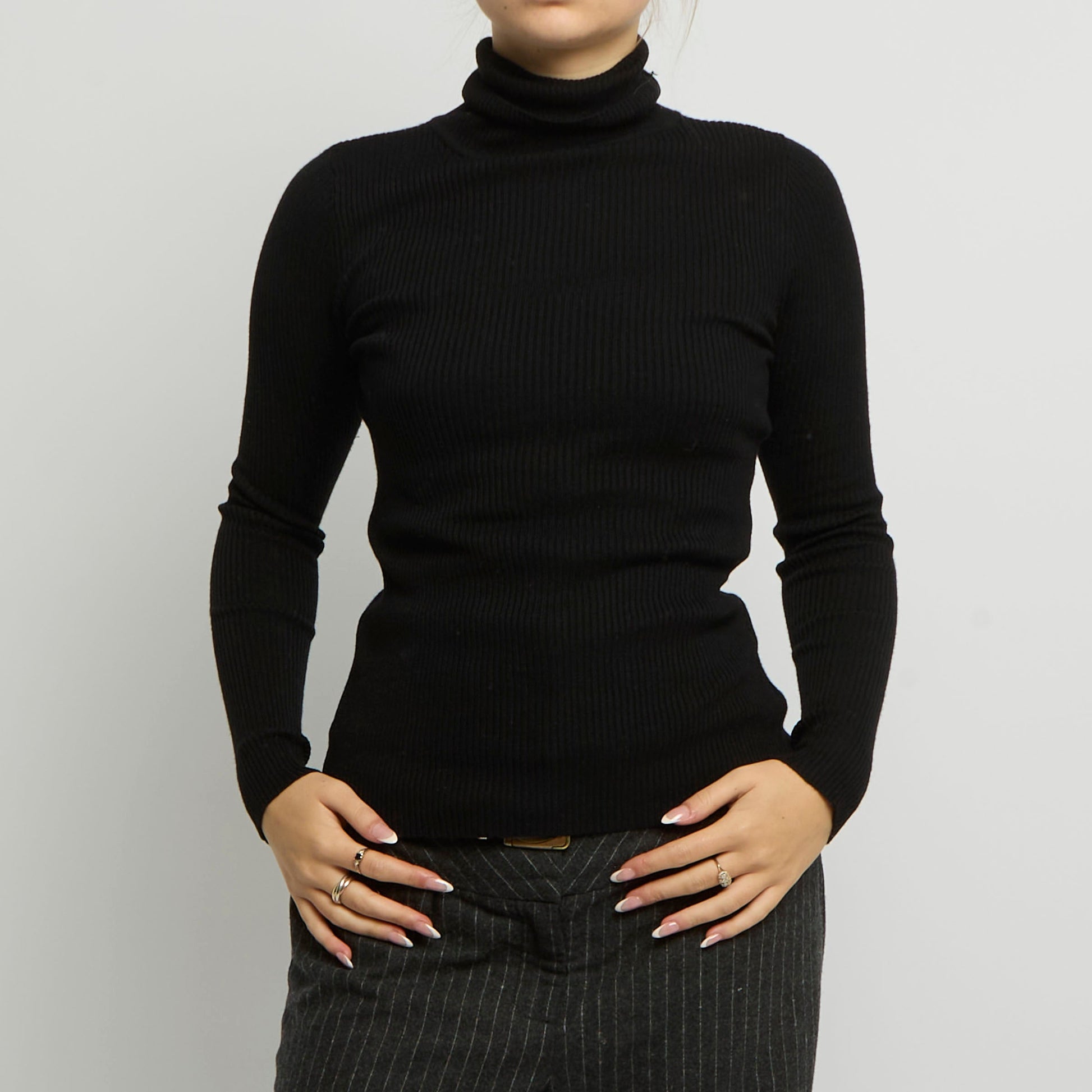 Ribbed Polo Neck Top - UK 8