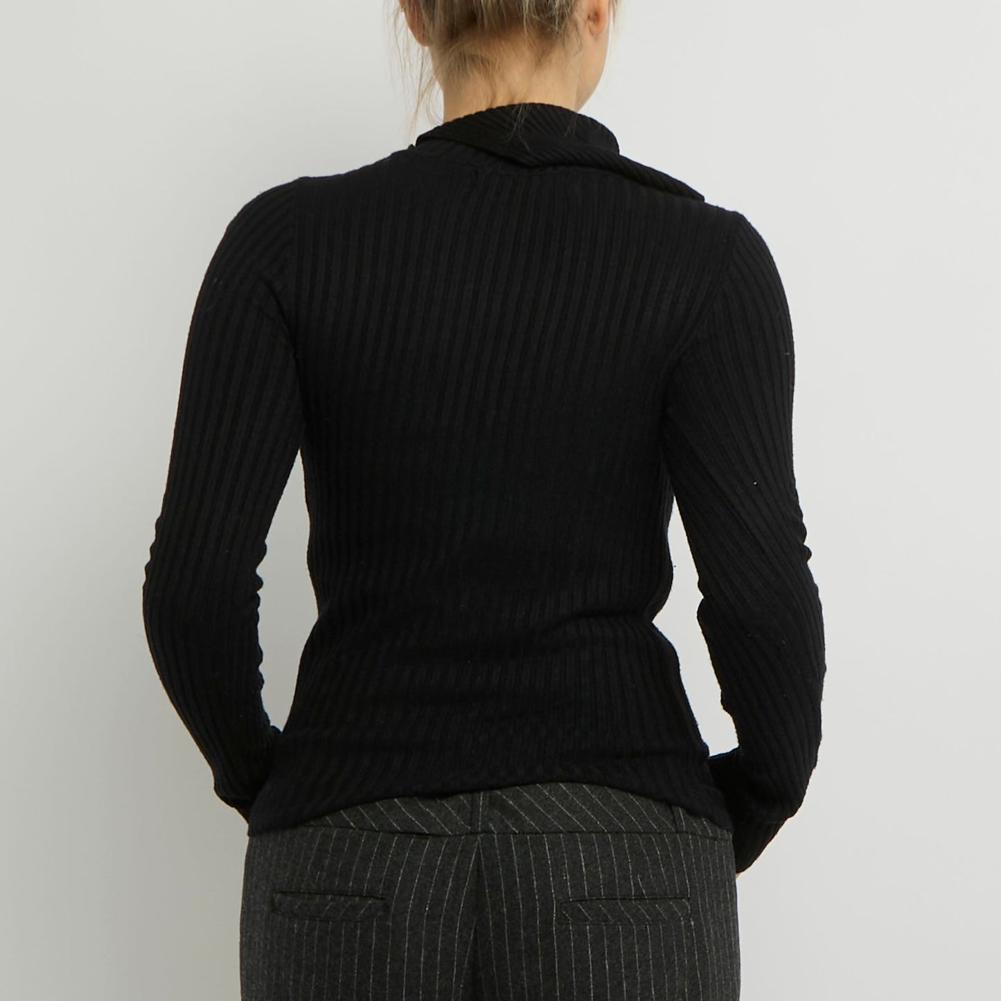 Ribbed Polo Neck Top - UK 8