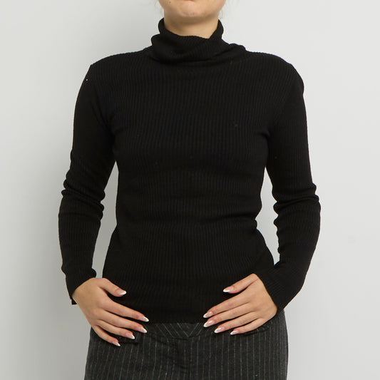 Ribbed Polo Neck Top - UK 8