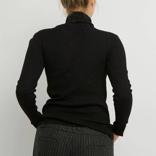 Ribbed Polo Neck Top - UK 8