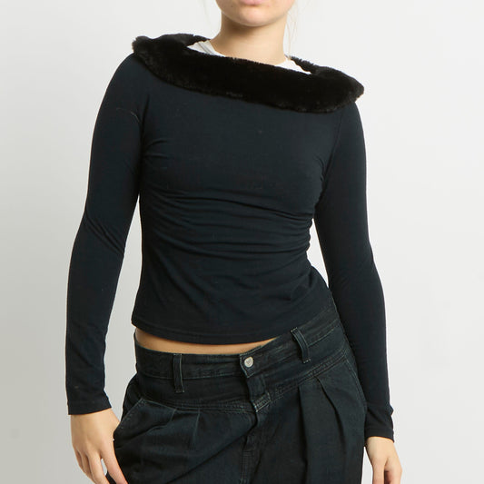 Fur Neck Line Top - UK 8