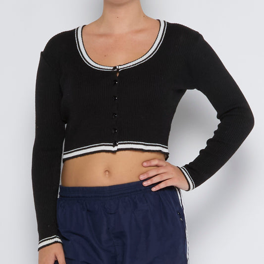 Ribbed Cropped Cardigan - UK 8