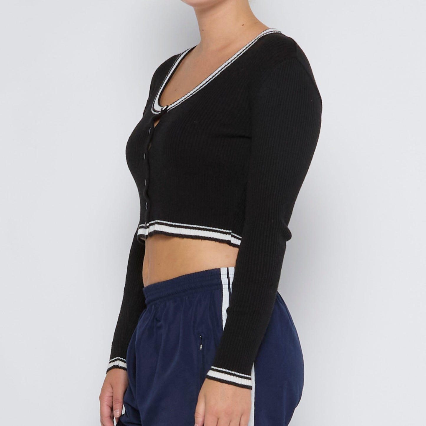 Ribbed Cropped Cardigan - UK 8