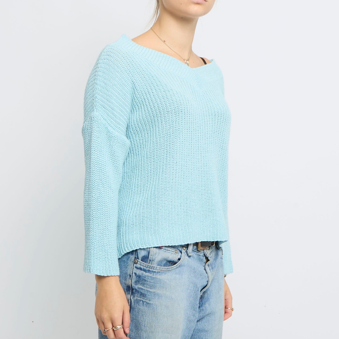 Heavy Knit V-Neck Sweater - UK 8