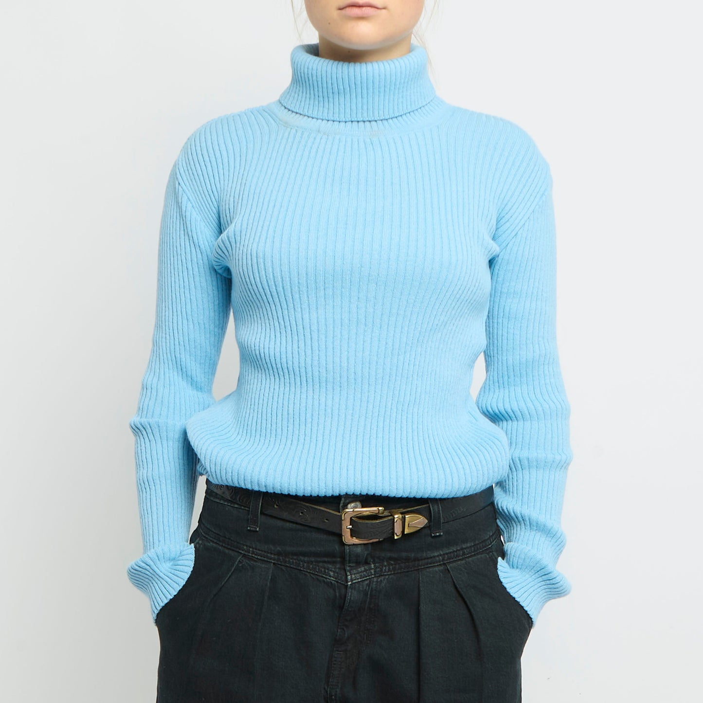 Ribbed Ribbed Turtleneck Sweater - UK 8