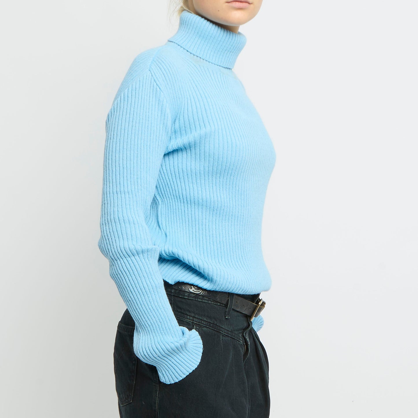 Ribbed Ribbed Turtleneck Sweater - UK 8