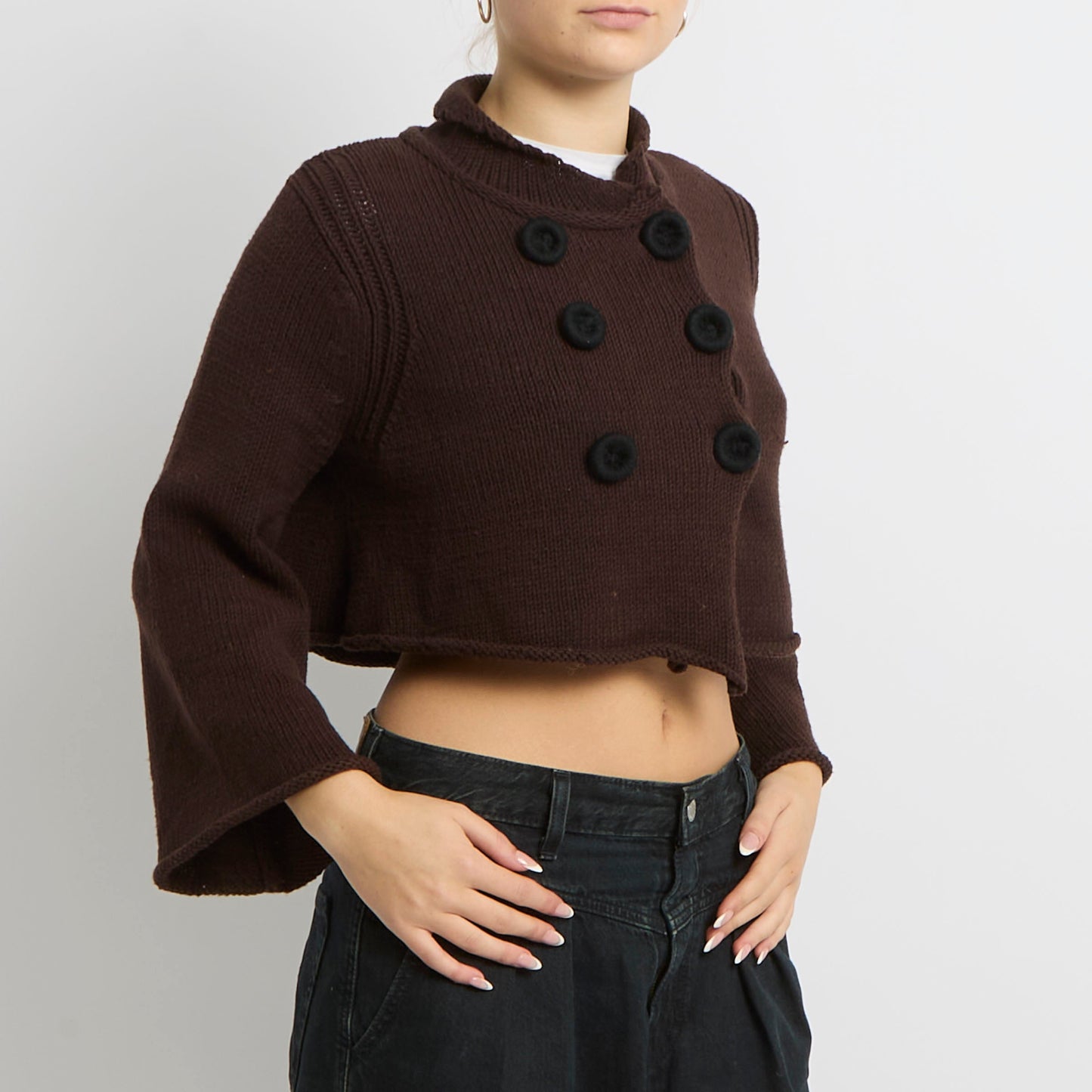 Cropped Chunky Knit Cardigan - UK 8