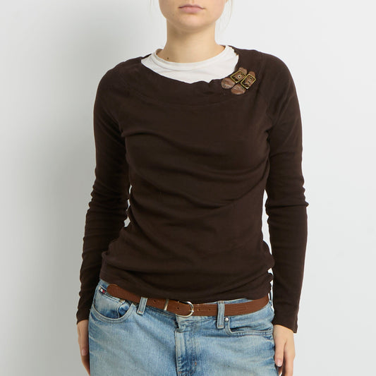 Ralph Lauren Off The Shoulder Buckle Detail Top - UK 8