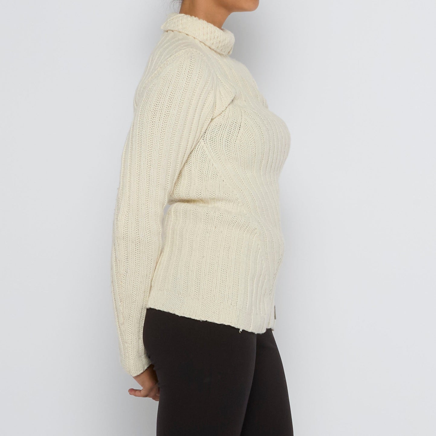 Cable Knit Roll Neck Sweater - UK 8