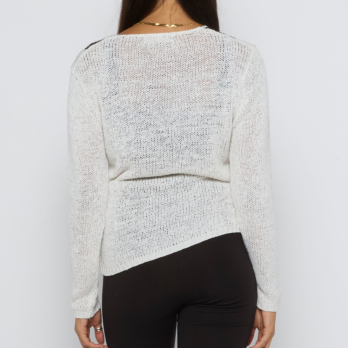 Diamond Jacquard Fine Knit Sweater - UK 8