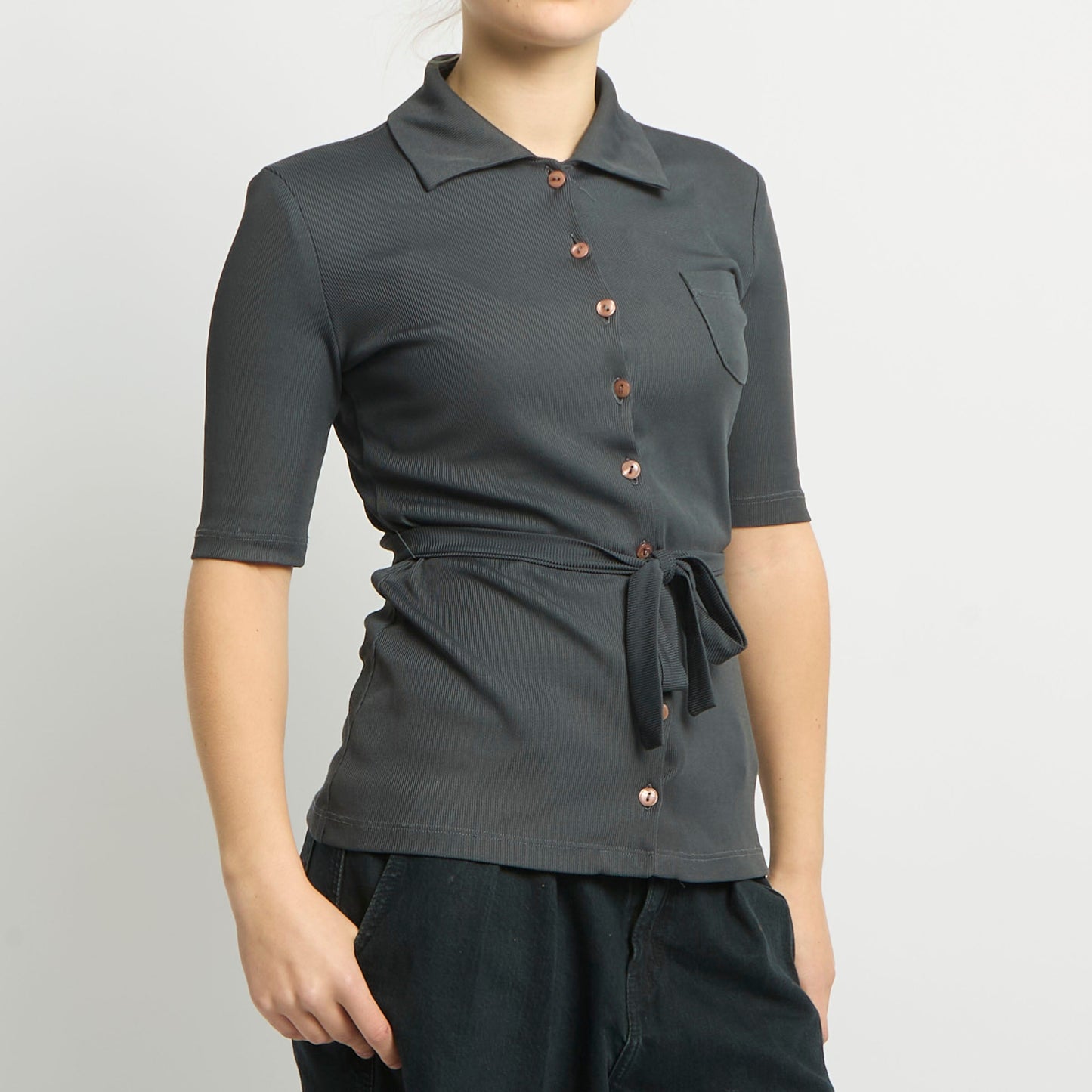 Belted Button Up Top - UK 8