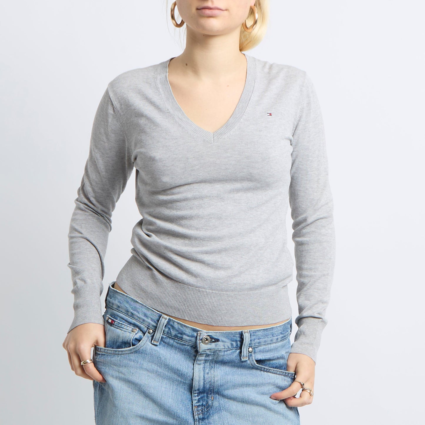 Cable Knit Scoop Neck Sweatshirt - UK 8