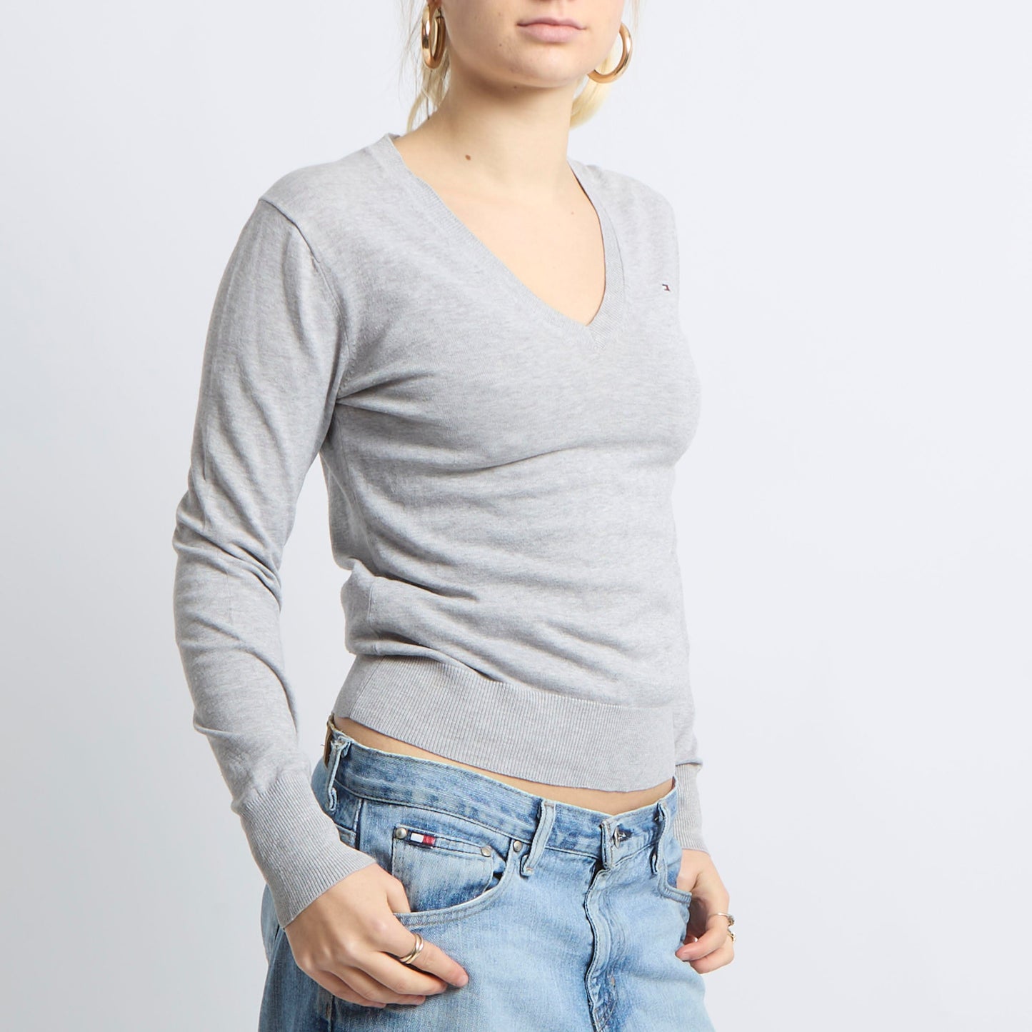 Cable Knit Scoop Neck Sweatshirt - UK 8