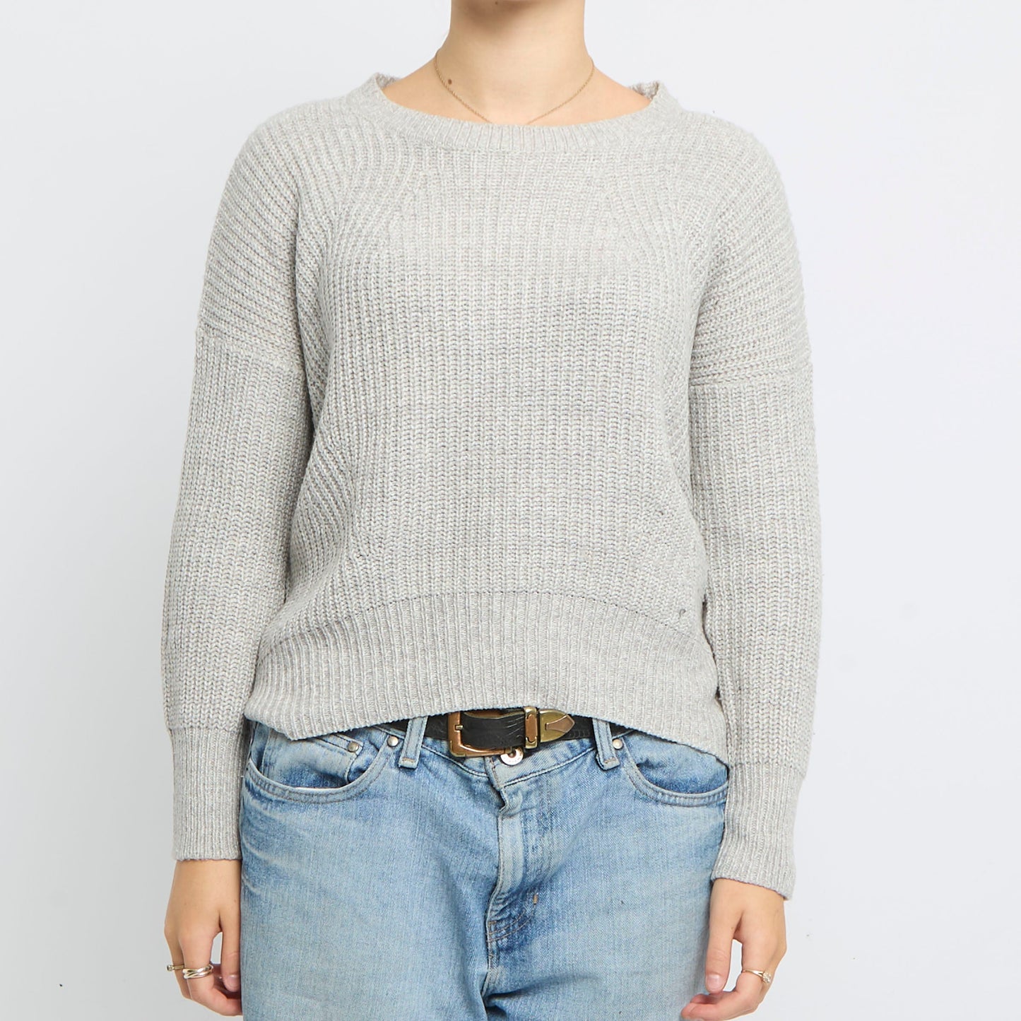 Ribbed Cropped Front Knitted Jumper- UK 8