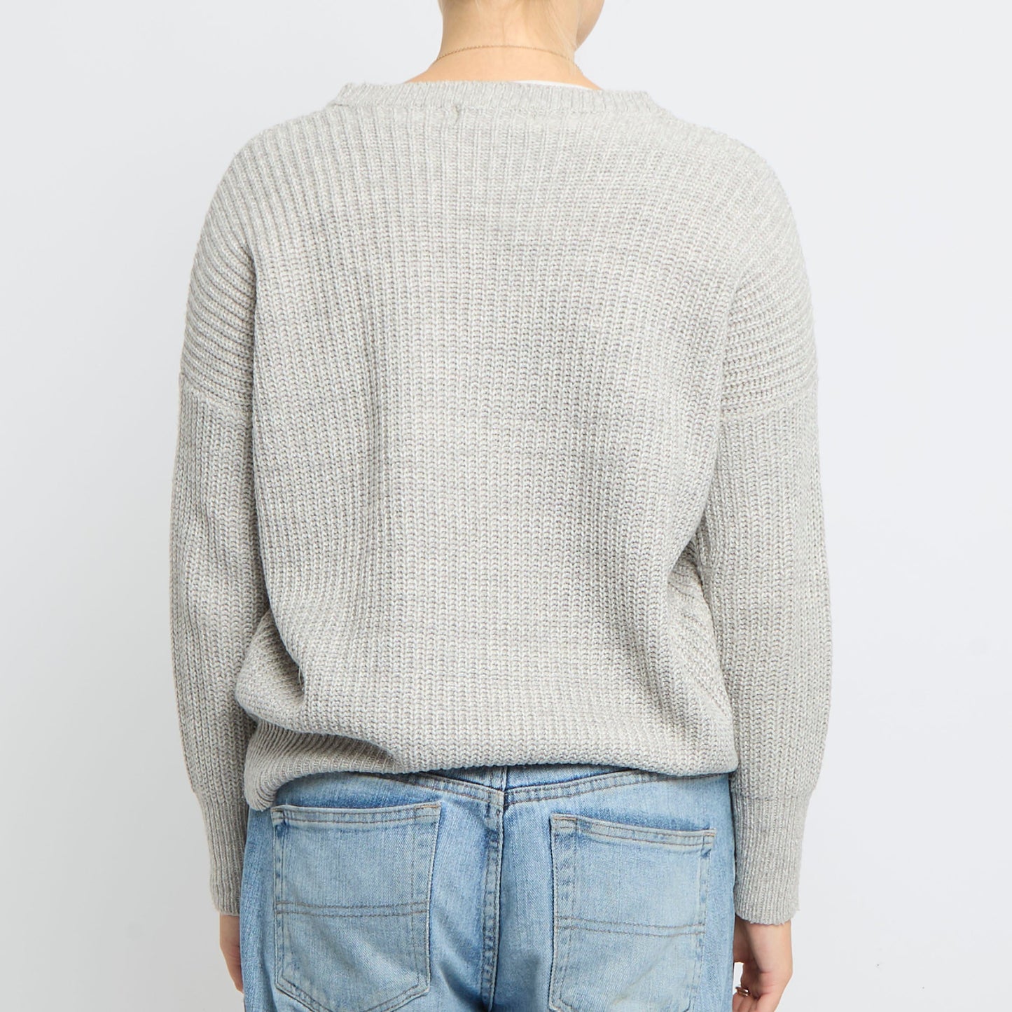 Ribbed Cropped Front Knitted Jumper- UK 8