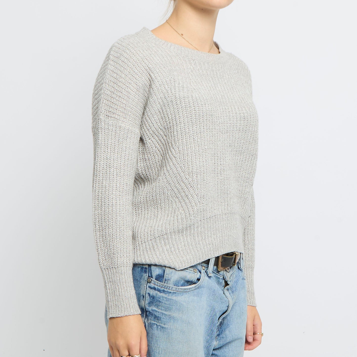 Ribbed Cropped Front Knitted Jumper- UK 8