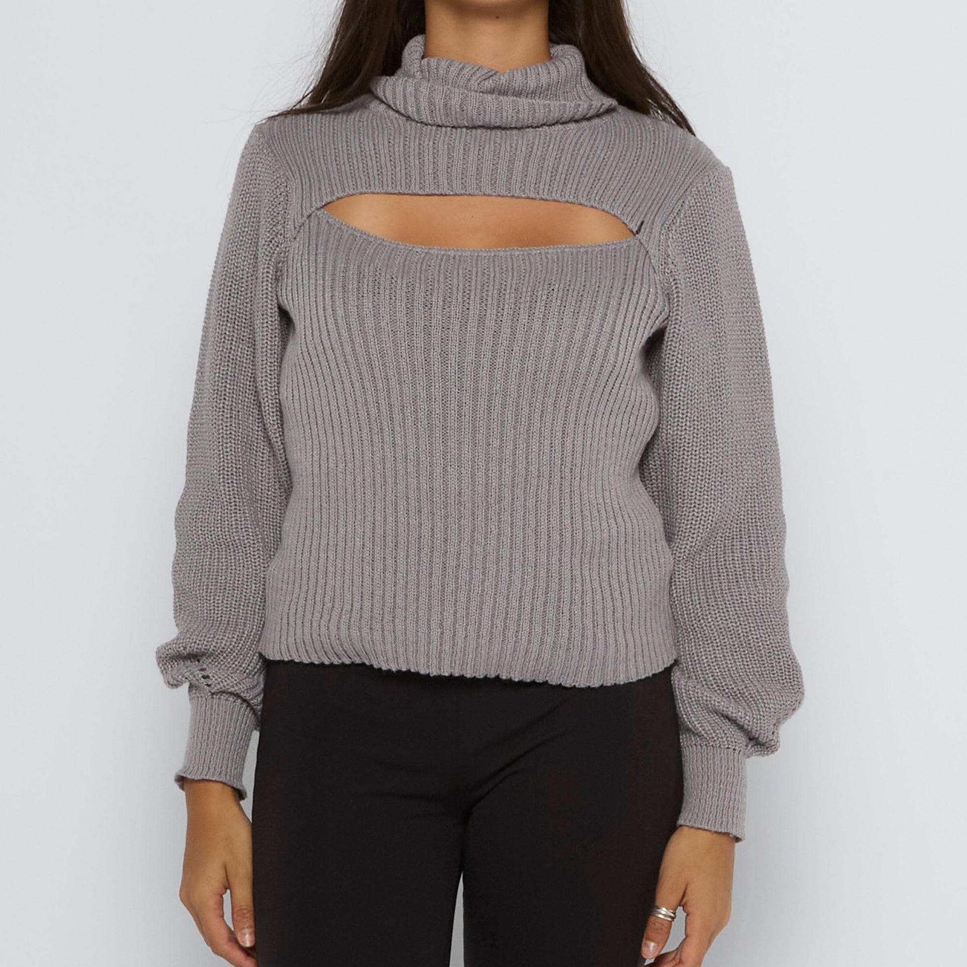 Ribbed Fine Knit Sweater - UK 8