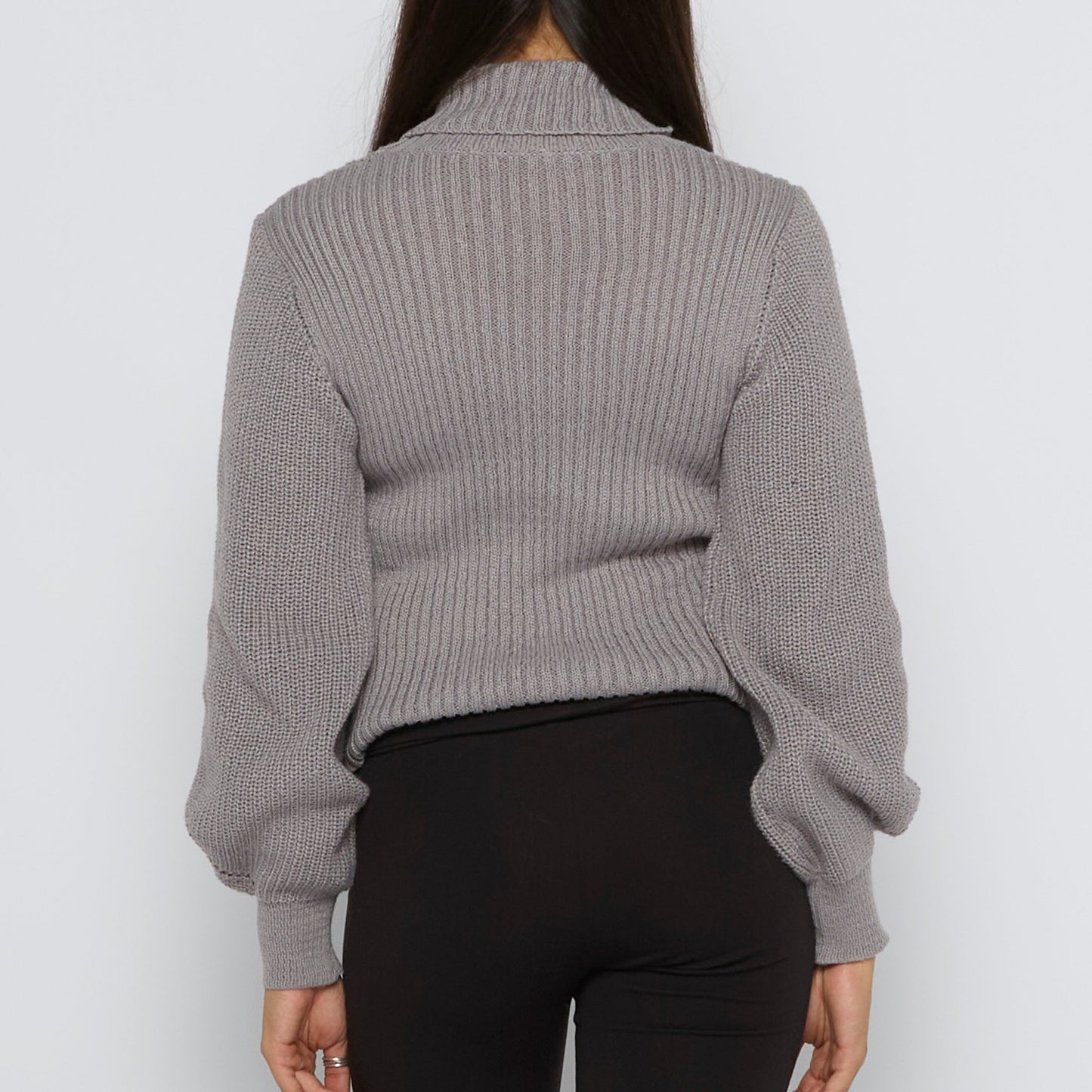 Ribbed Roll Neck Cut Out Sweater - UK 8