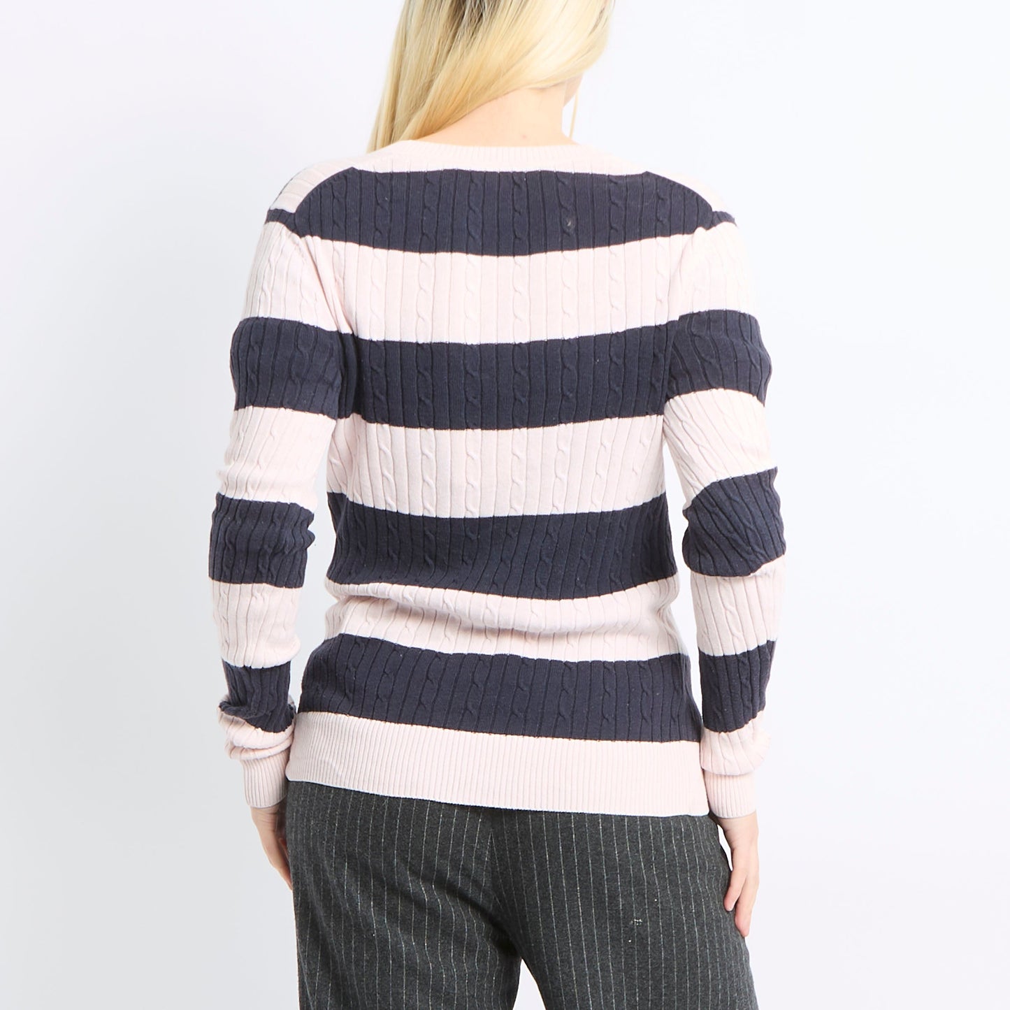 V-Neck Cable Knit Sweater - UK 8