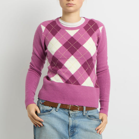 Argyle Pattern Fitted Sweatshirt - UK 8