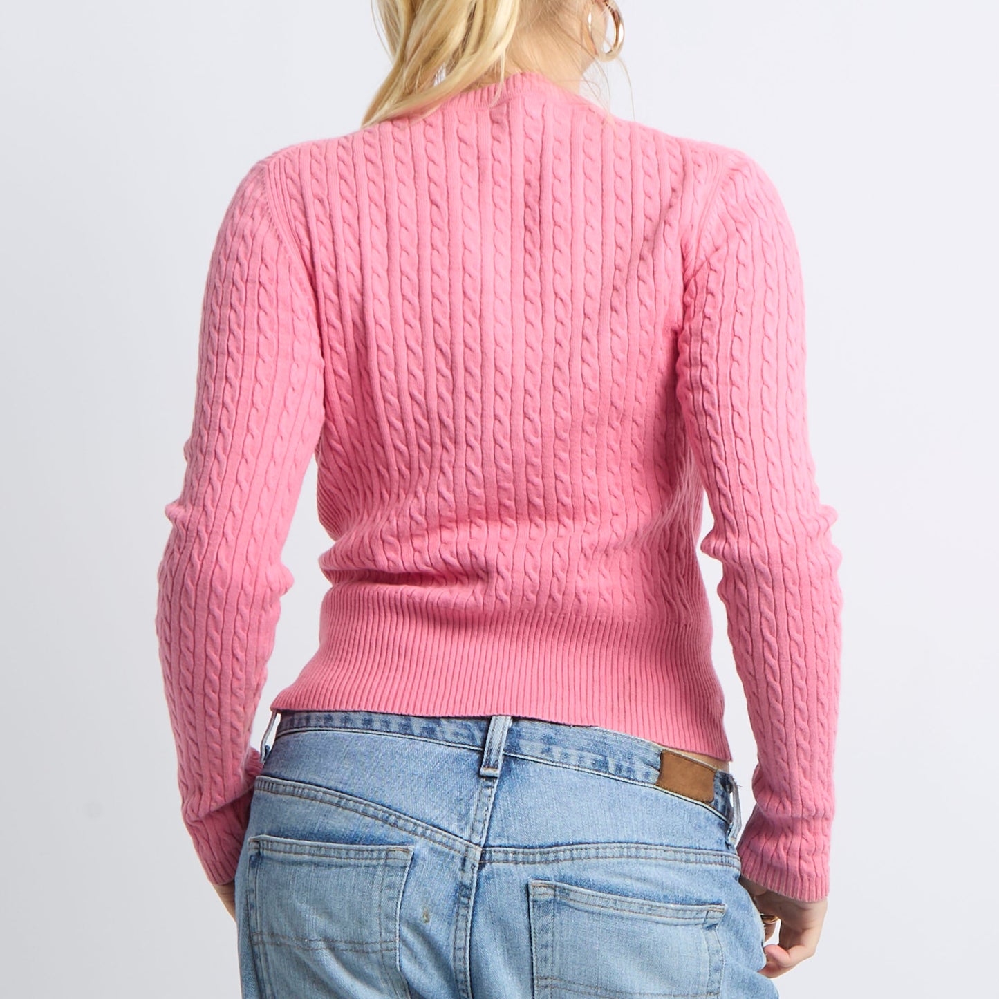 Cable Knit Zip Up Sweatshirt - UK 8