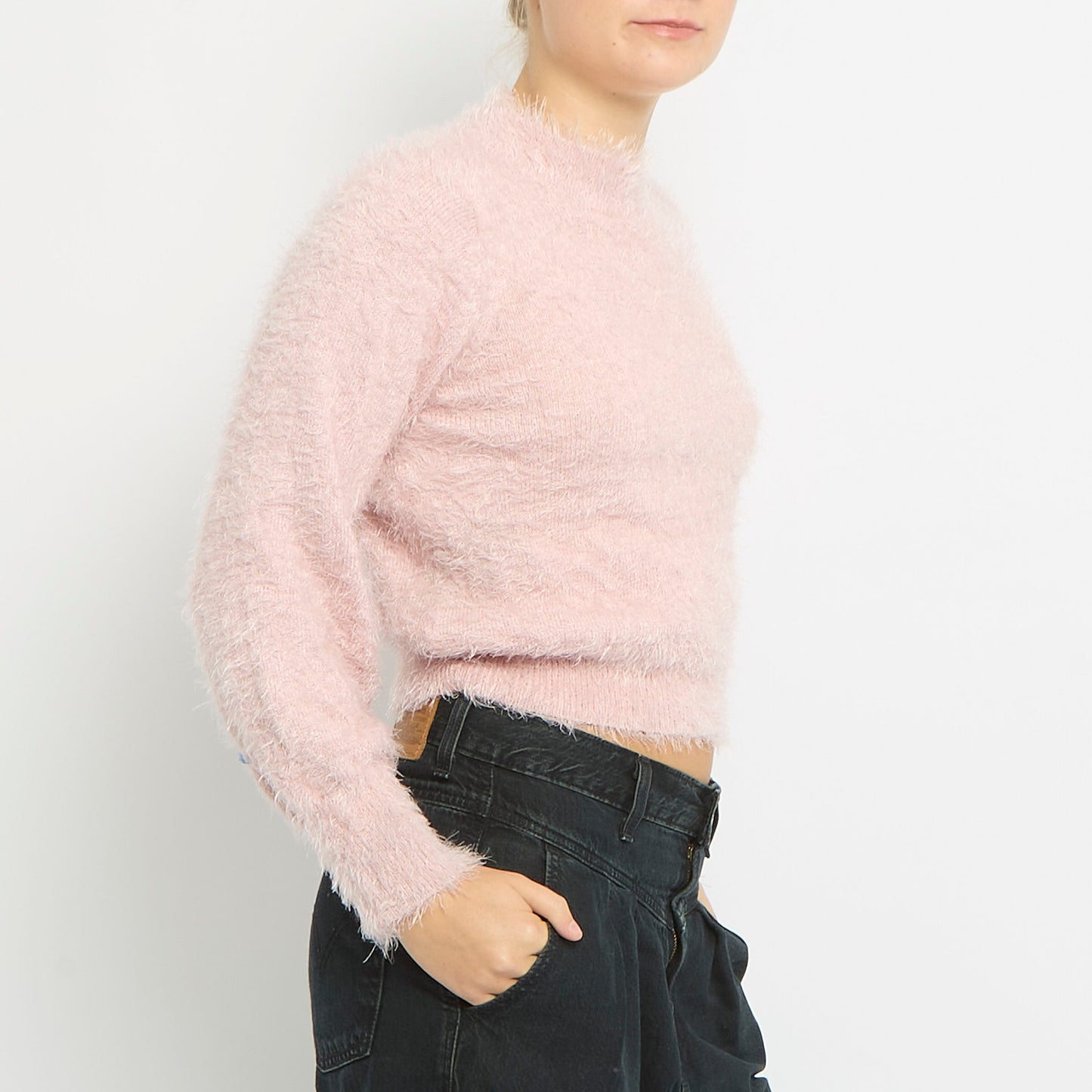 Fluffy Knit Round Neck Sweatshirt-UK 8