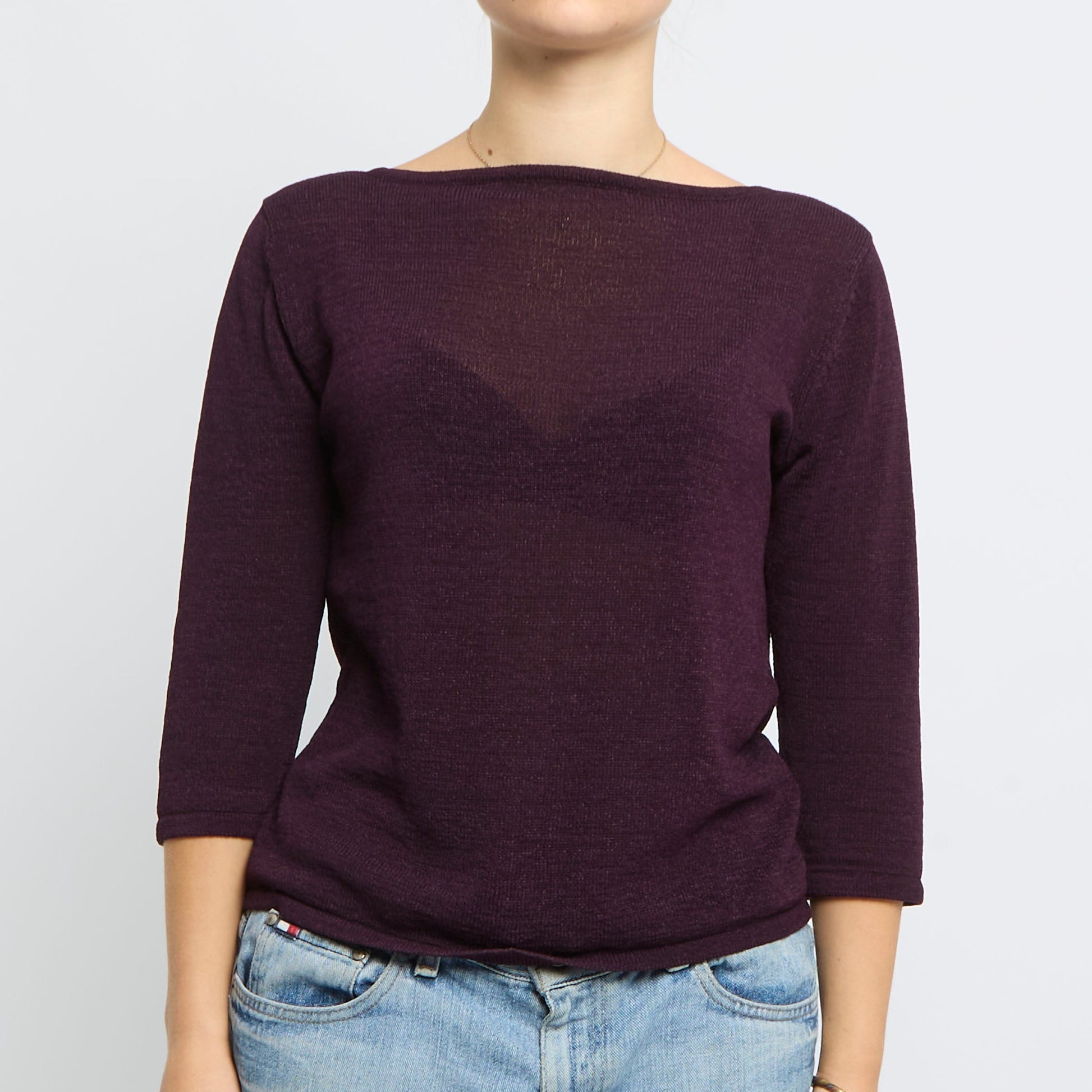 Texture Knit Roundneck Sweater - UK 8