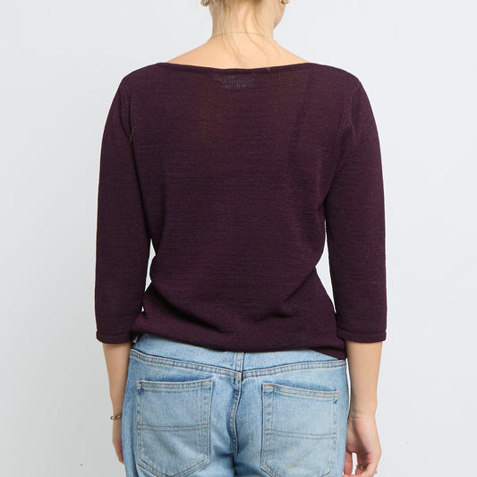 Texture Knit Round Neck Sweater - UK 8