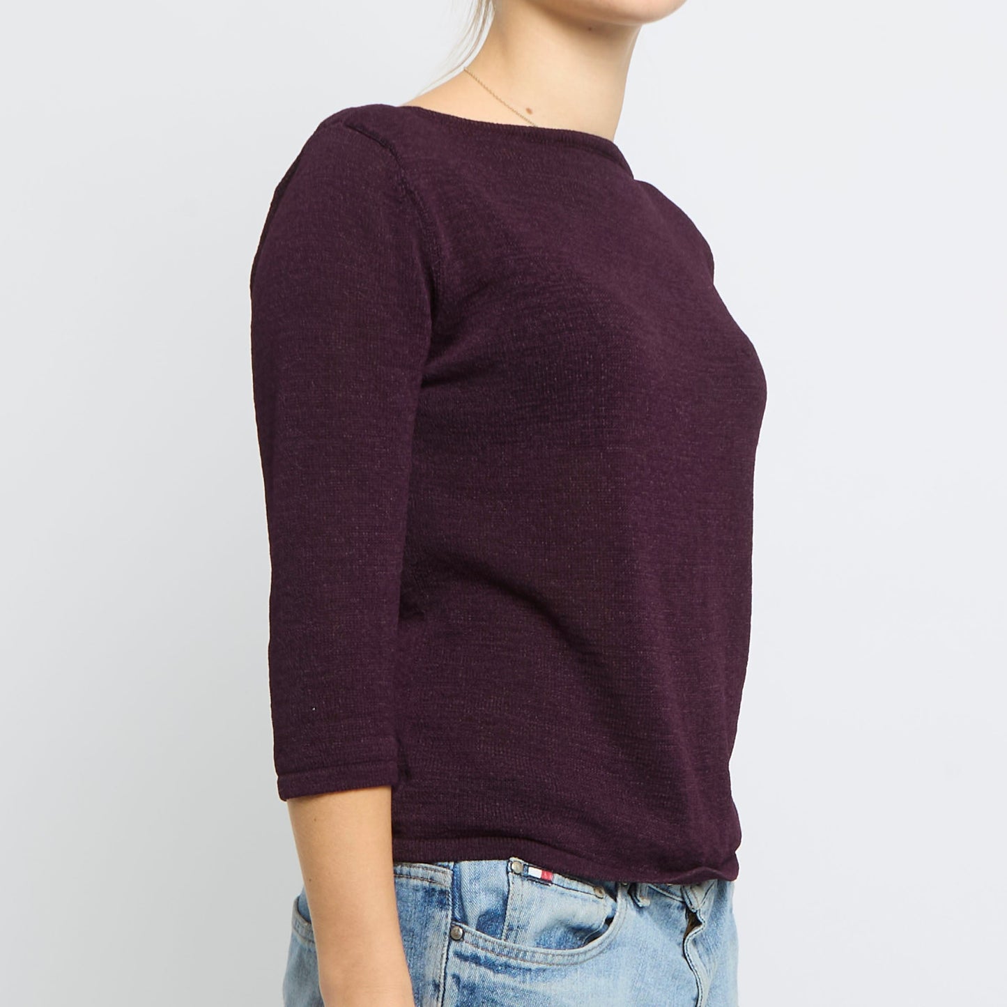 Texture Knit Round Neck Sweater - UK 8