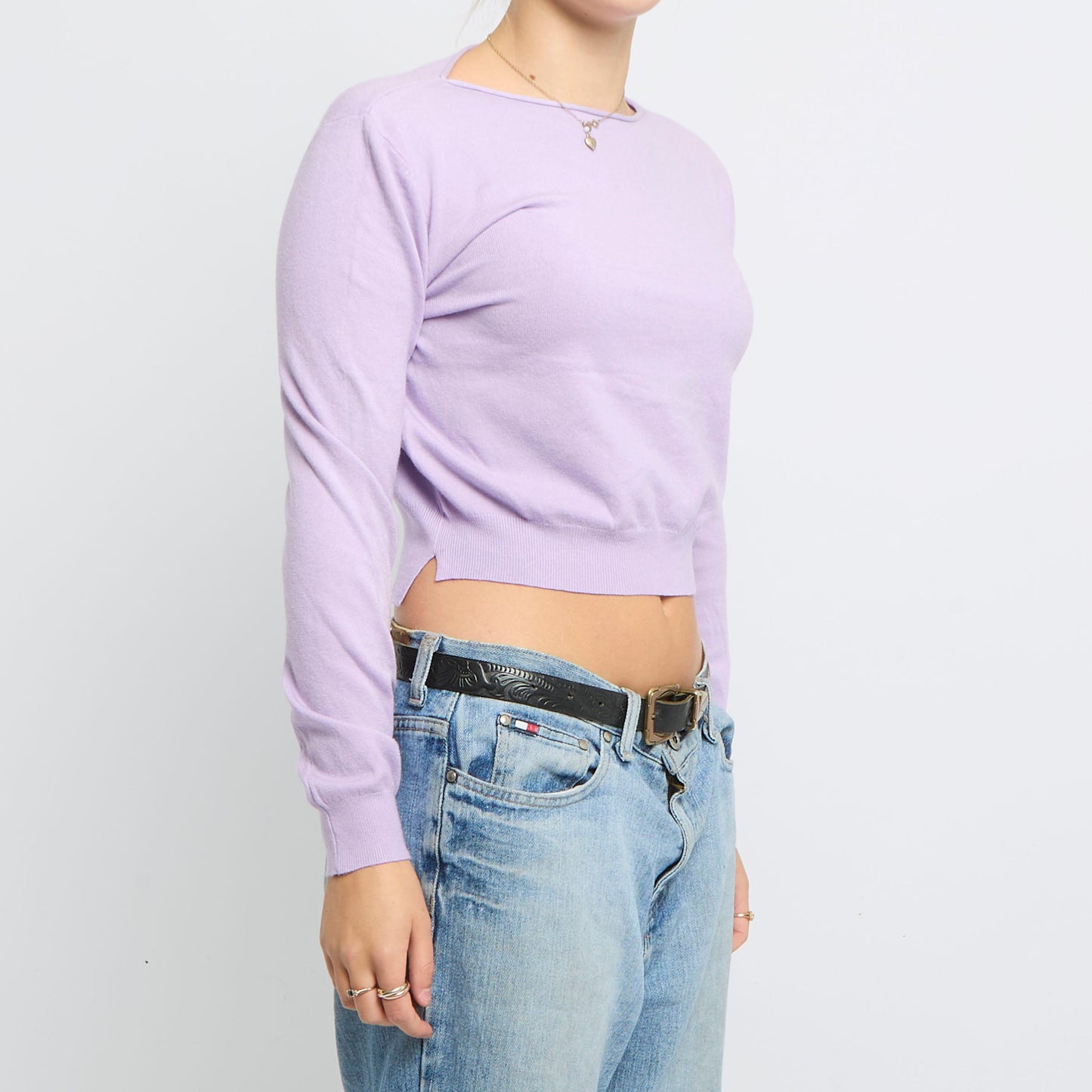 Fine-Knit Wide Neck Sweater - UK 8