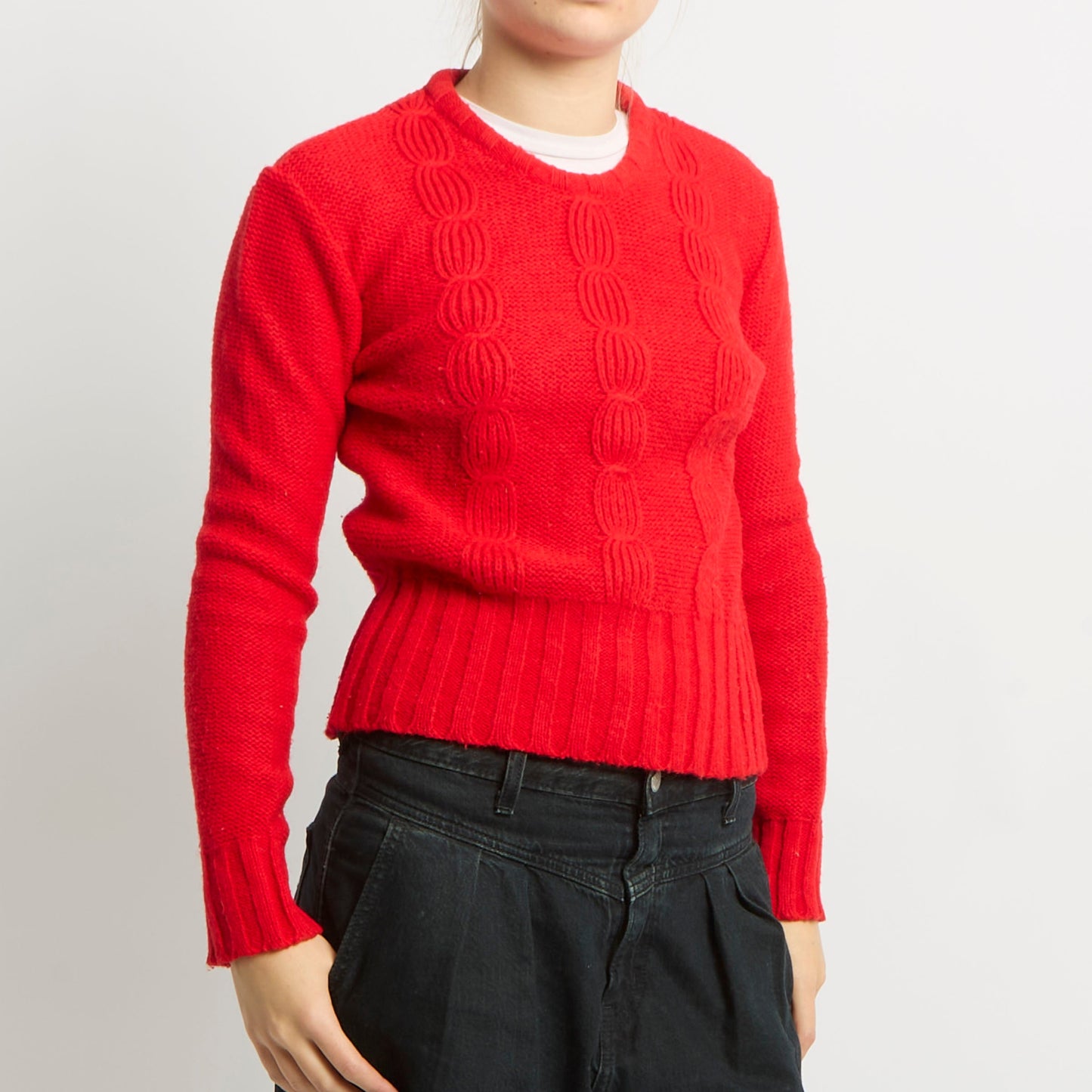 Cable Knit Fitted Jumper - UK 8