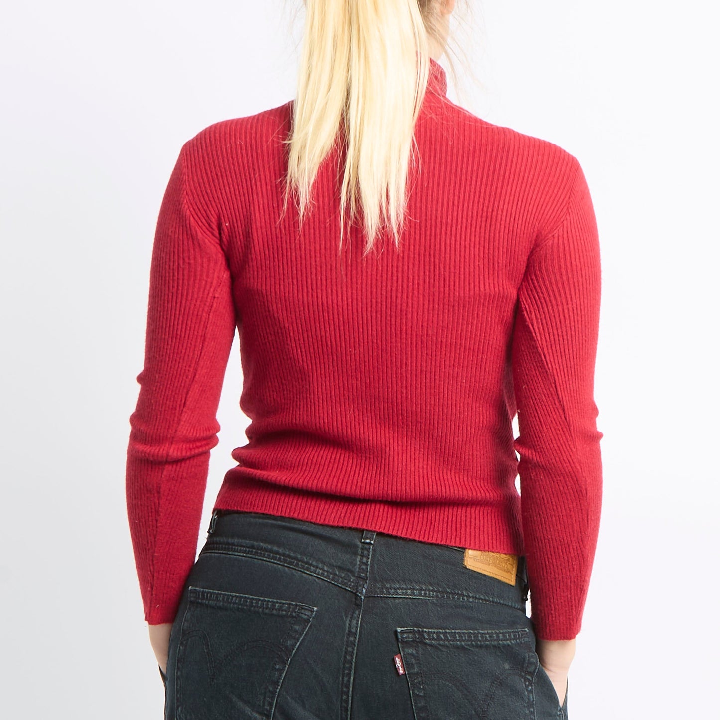 Ribbed Polo Neck Sweater - UK 8