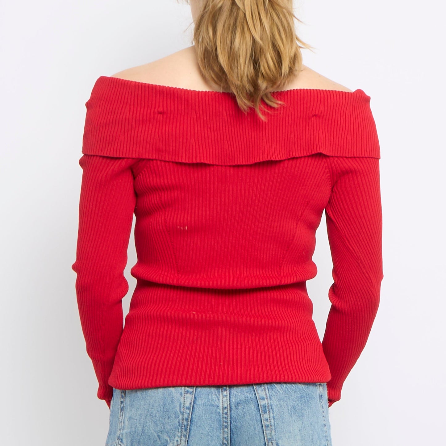 Off The shoulder Ribbed Top - UK 8