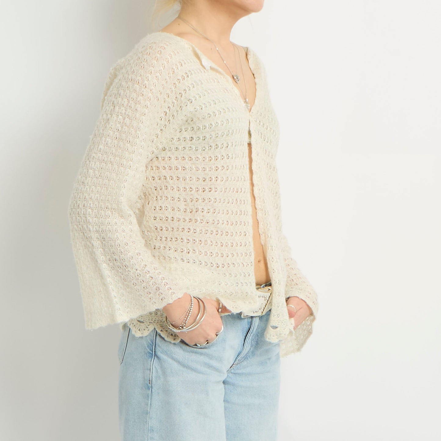 Fine Open Knit Cardigan - UK 08