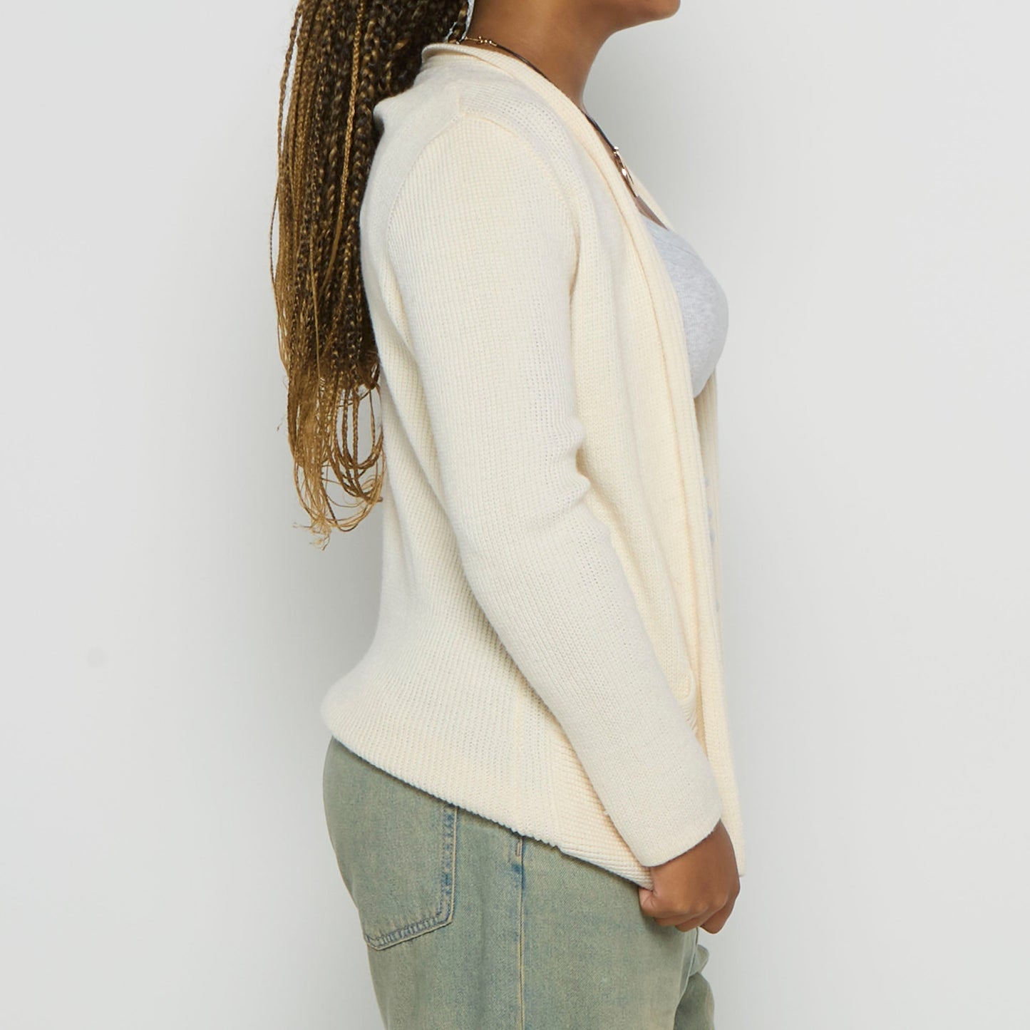 Ribbed Cardigan - M