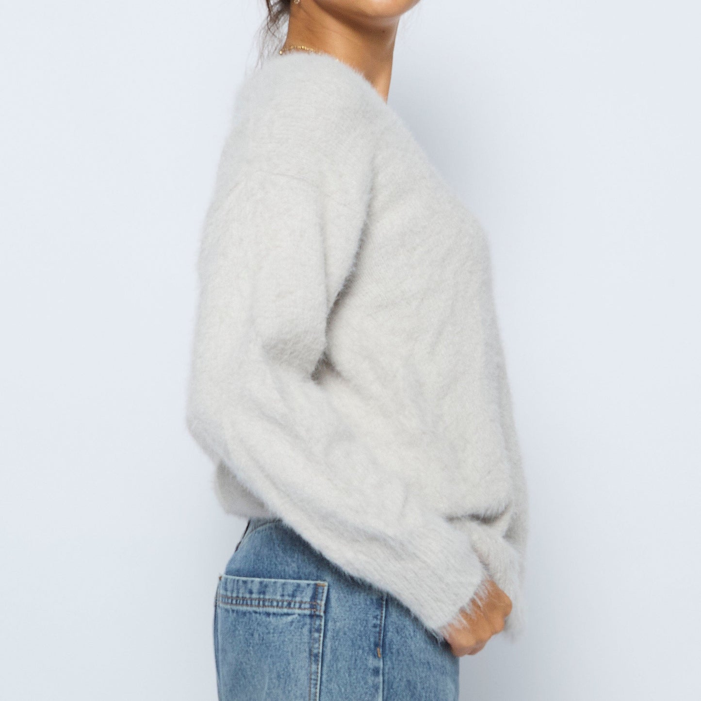 Fluffy Round Neck Jumper - M