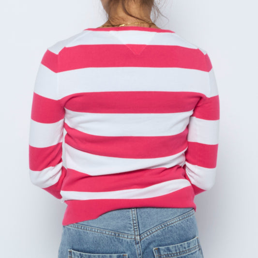 Tommy Hilfiger V Neck Mono Stripe Jumper - S