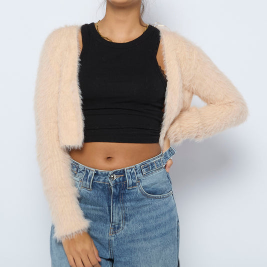 Zara Cropped Fluffy Cardigan - S