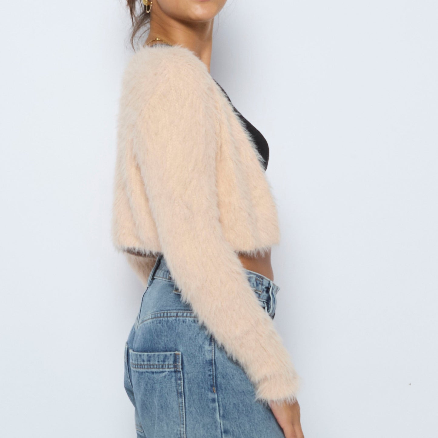 Zara Cropped Fluffy Cardigan - S