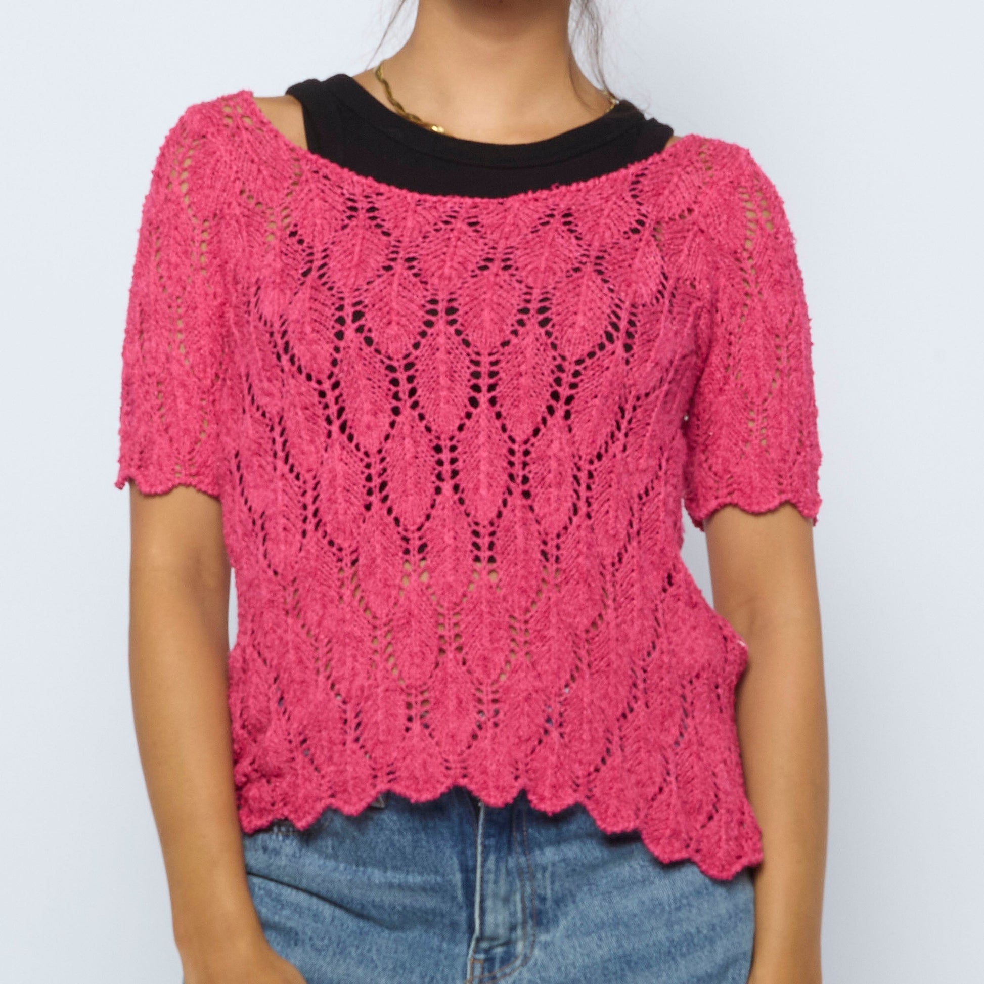 Crochet Knit Top - S