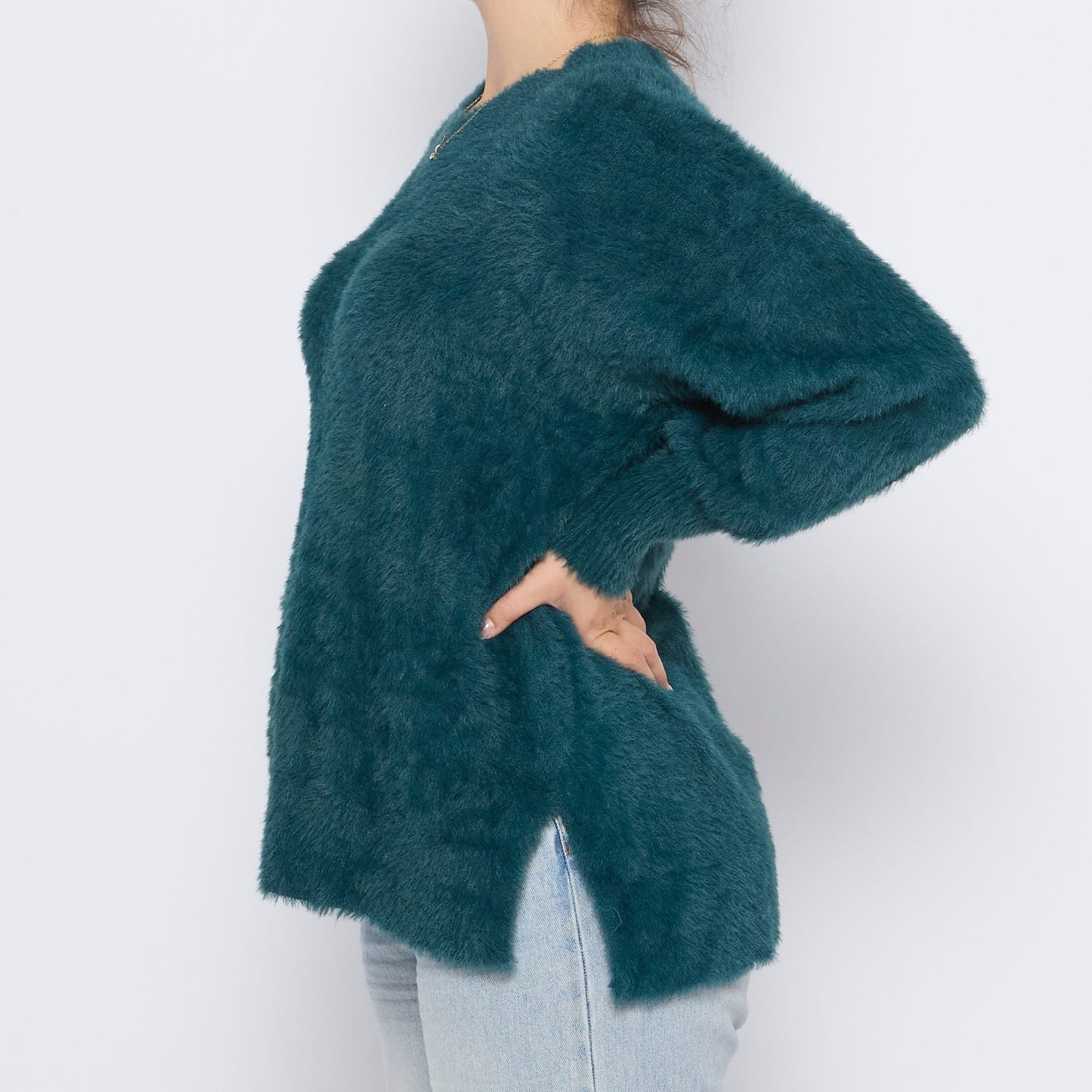 Fluffy V-Neck Jumper - XL