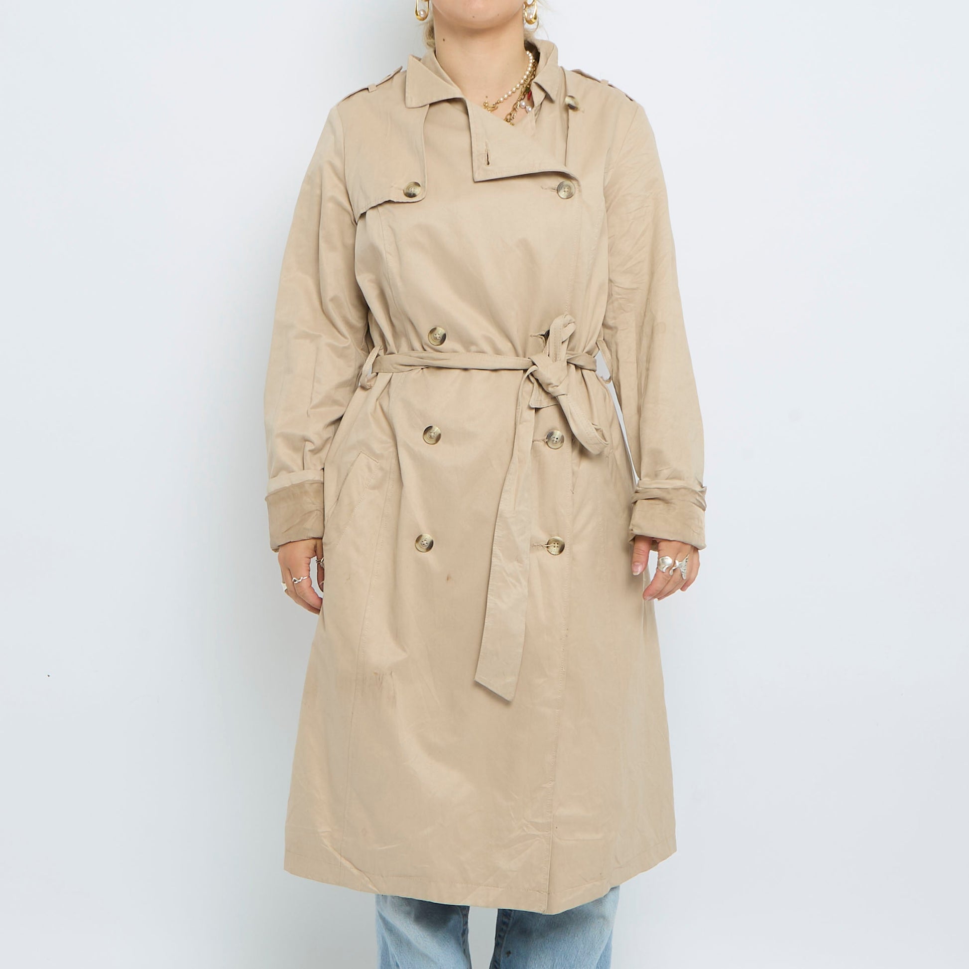 Belt Detail Buttoned Trench Coat - UK 10