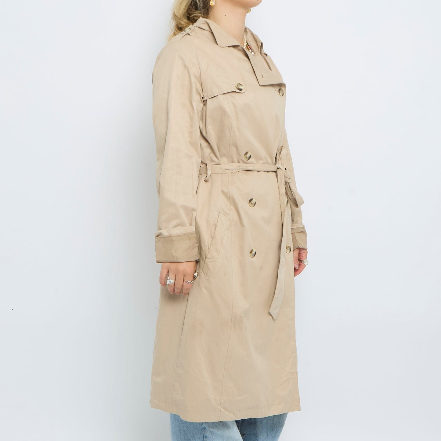 Belt  Buttoned Trench Coat - UK 10